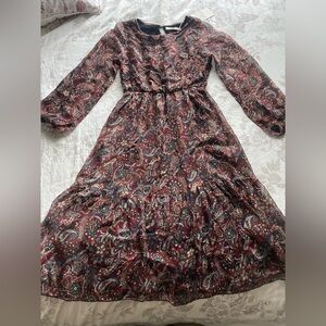 NWT Lara Guidotti Silk Red Black Floral Maxi Dress XS Boho Dark Feminine Cottage